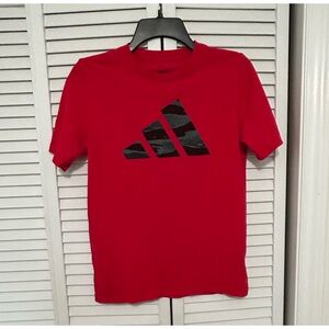 Boys adidas Red Short-Sleeve Tee with Black Logo